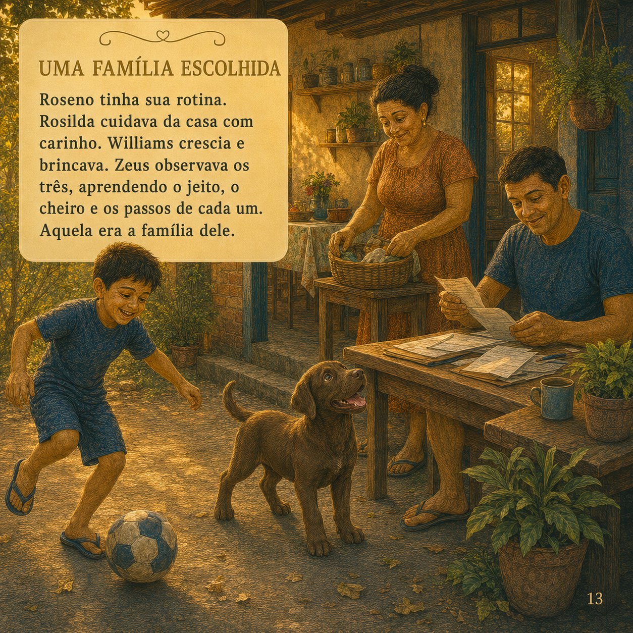 Uma família escolhida — Zeus brincando com a família